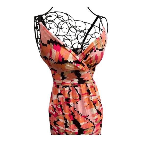 New Directions Maxi Dress Women's Petite Small Multicolor Rayon BuiltnBra V Neck - Picture 2 of 8